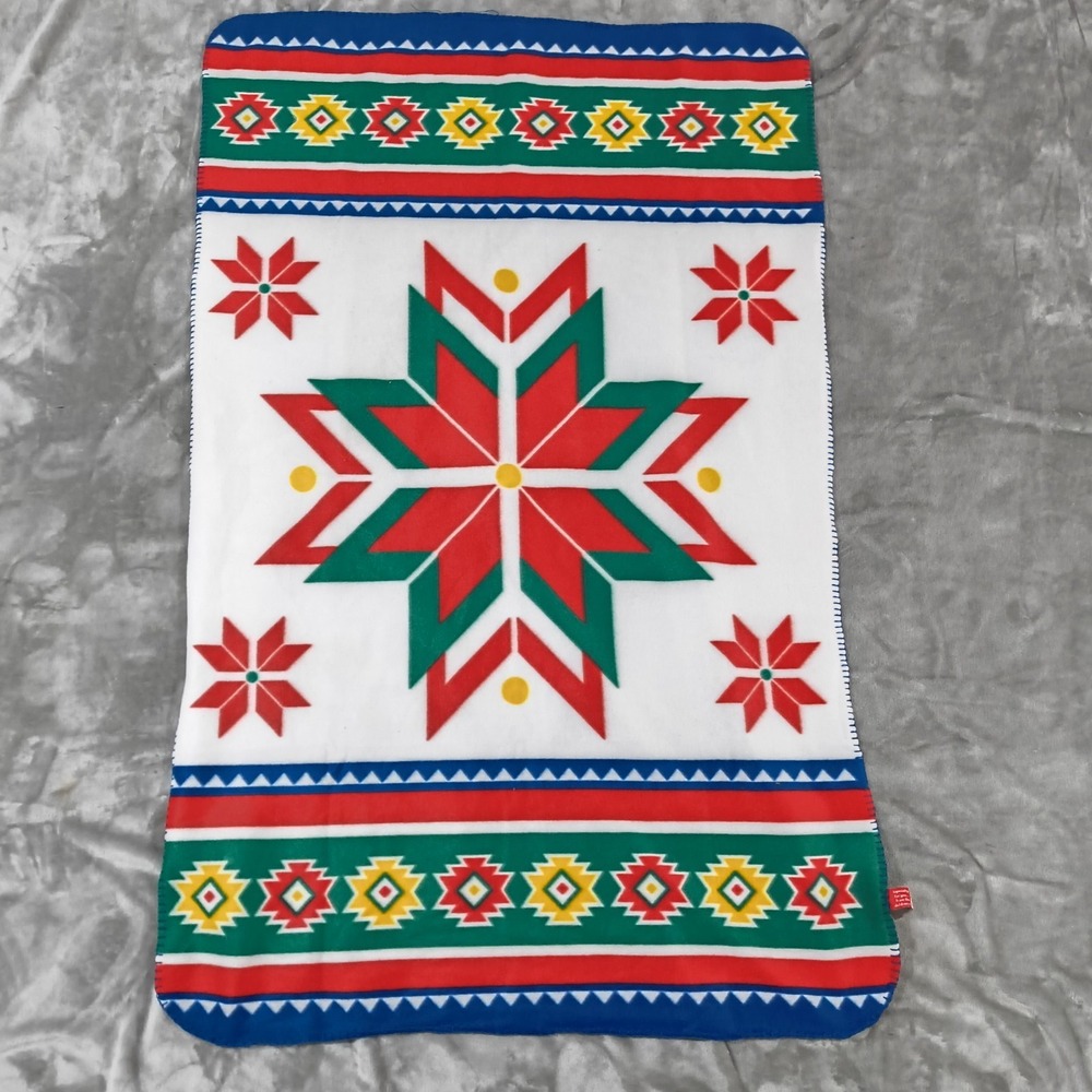 St Labre Indian School Southwest Throw Blanket 39.5x59 Tribal Aztec Colorful